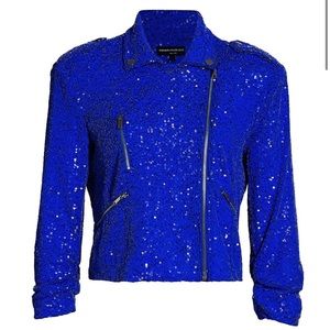 💙Blue sequined moto jacket💙